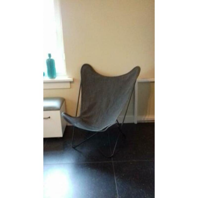 Vlinderstoel - fauteuil staal grijs, 2 stuks!