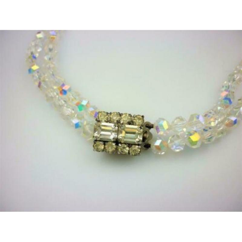 Opruiming Kristal collier 2 rij uit ca1950 / Z2968a