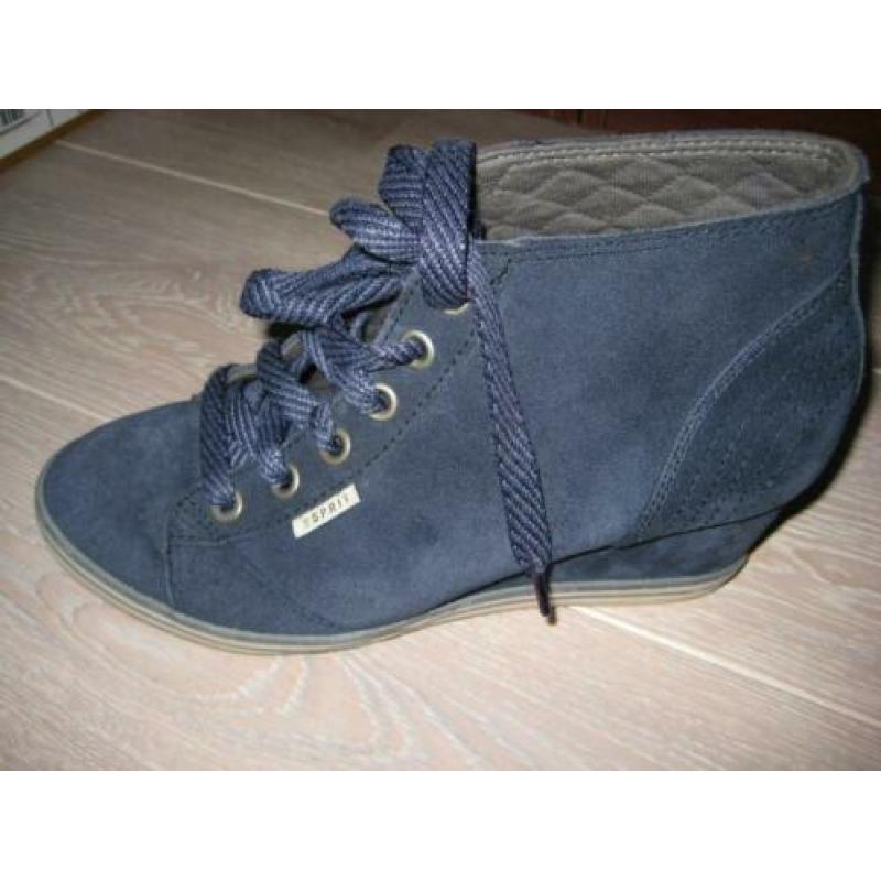 'Nieuw esprit donkerblauwe suede sleehak gymp mt 41