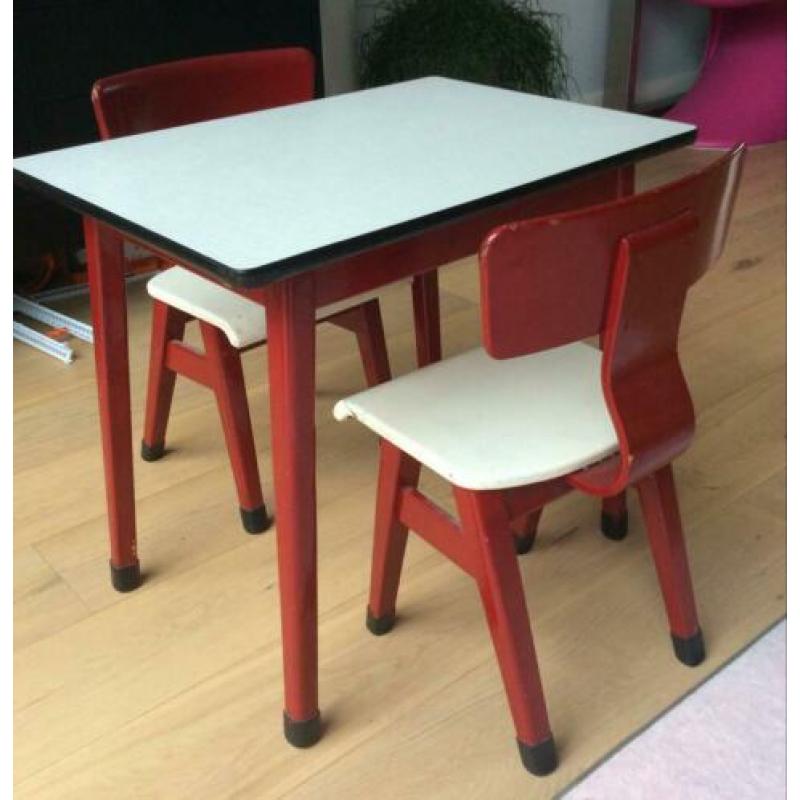 Vintage schoolbureau / kindertafel / schoolset / schooltafel