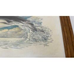 Ohne Sokse -aquarel tekening DOLFIJN ingelijst- vintage