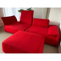 Moroso Highlands 2 zits Sofa + Moroso Poef kleur Rosso W