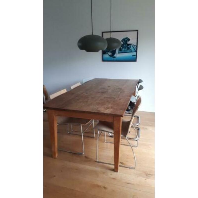 Wachtkamer eetkamerstoelen vintage chroom en hout