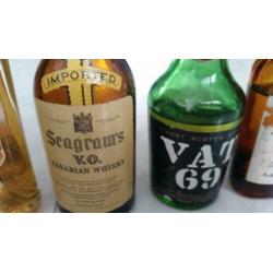 Miniatuur vintage whisky flesjes 6x oa Bell, Grant, Seagram