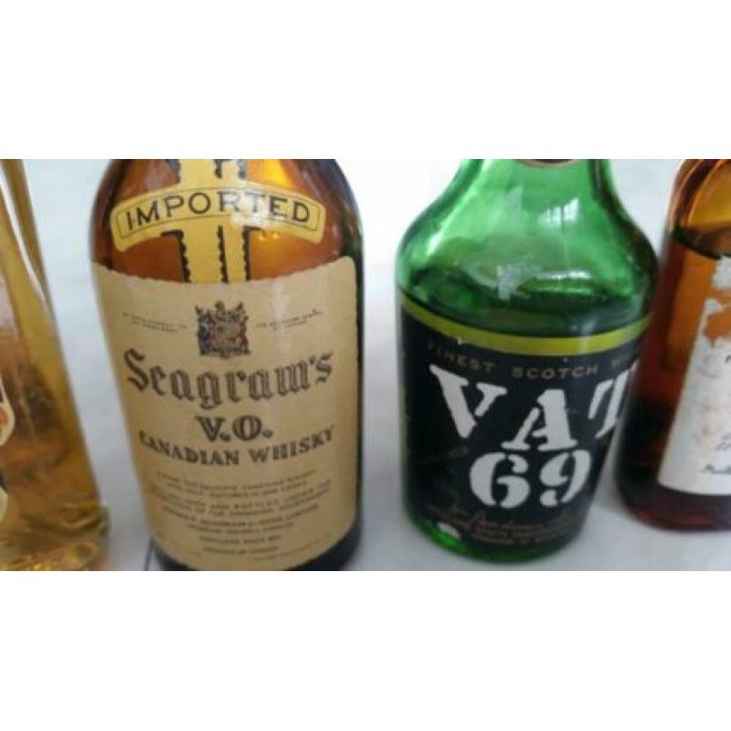 Miniatuur vintage whisky flesjes 6x oa Bell, Grant, Seagram