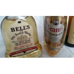 Miniatuur vintage whisky flesjes 6x oa Bell, Grant, Seagram