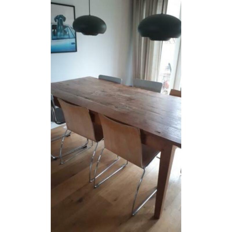 Wachtkamer eetkamerstoelen vintage chroom en hout