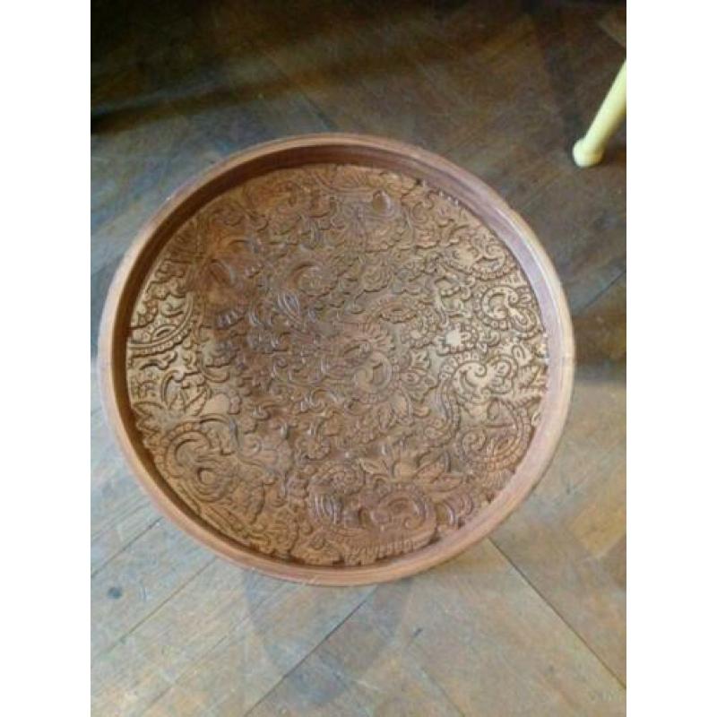 Bohemian rond tafeltje bruin, bijzettafel Ibiza, tafel VdlM