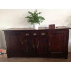 Dressoir koloniaalen tafel met 6 stoelen