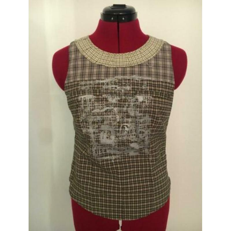 Object Collectors item top blouse groen geruit maat M
