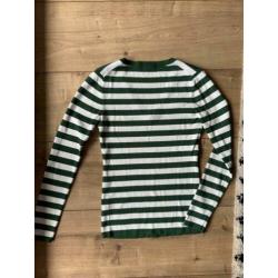 Z.g.a.n. Jolie top met V-hals, groen / wit, Nikkie maat 38