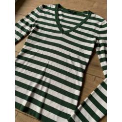 Z.g.a.n. Jolie top met V-hals, groen / wit, Nikkie maat 38