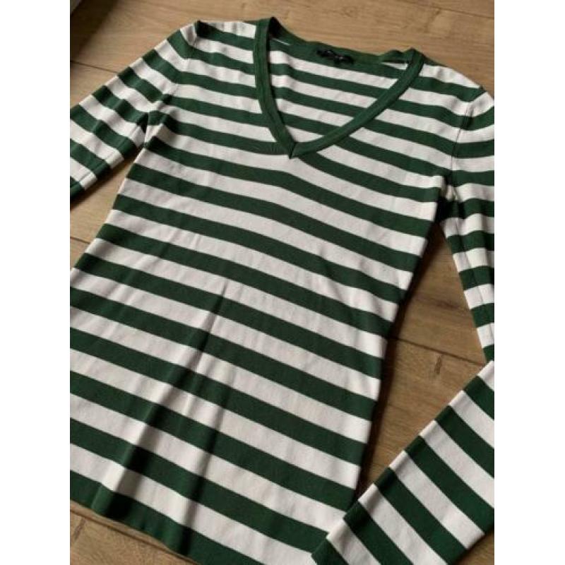 Z.g.a.n. Jolie top met V-hals, groen / wit, Nikkie maat 38