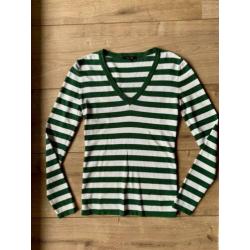 Z.g.a.n. Jolie top met V-hals, groen / wit, Nikkie maat 38