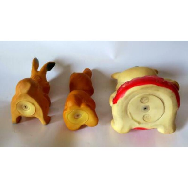 3 piepbeestjes baby Rubbertoys Everplast gemaakt in Italie
