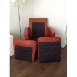 2x Fauteuil Touche oranje/rood