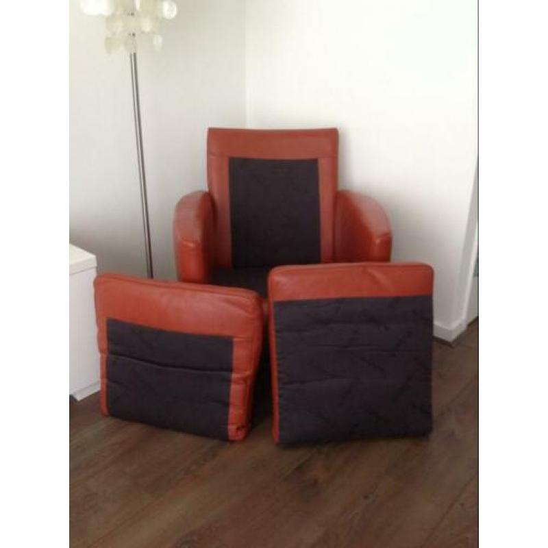 2x Fauteuil Touche oranje/rood
