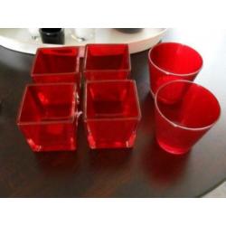 decoratie ballen- theedoos - theelichten rood-eenden