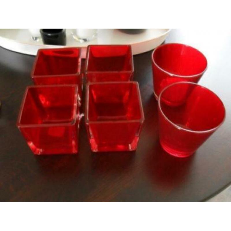 decoratie ballen- theedoos - theelichten rood-eenden