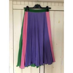 DENNY ROSE plissé rok paars/groen/roze 34, 36 en 38