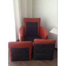 2x Fauteuil Touche oranje/rood
