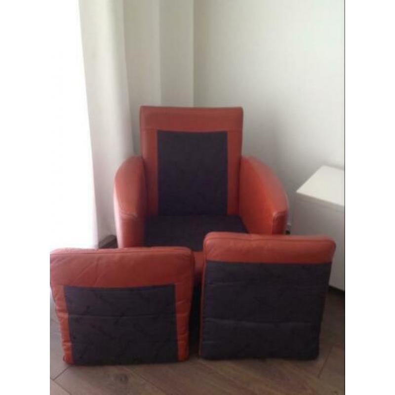 2x Fauteuil Touche oranje/rood