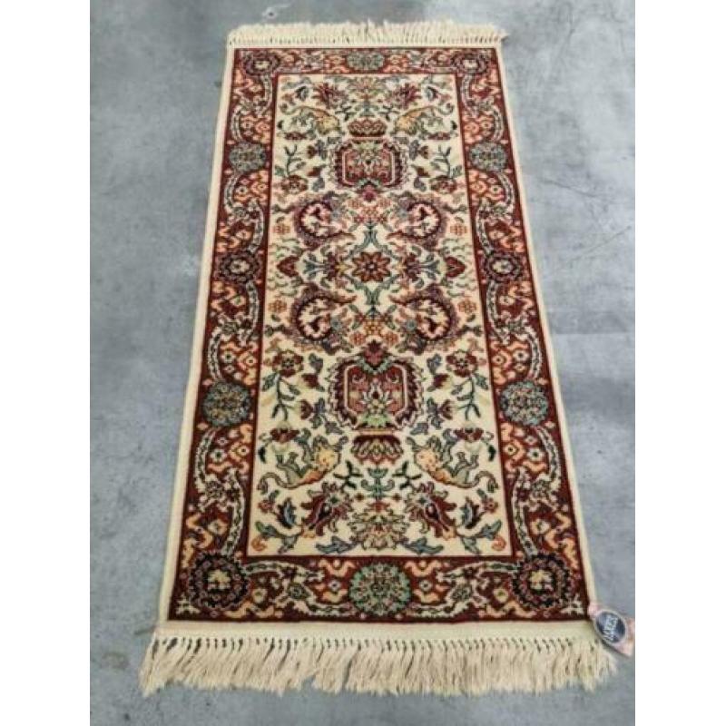 Vintage Perzisch wollen vloerkleed Keshan crème 72x142cm