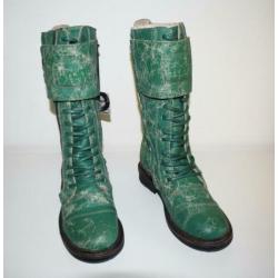 YELLOW CAB - leren hoge soldier boots green - maat 42