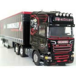 SCANIA R520 (6×4) trekker met schuifzeilentrailer "Hafner"