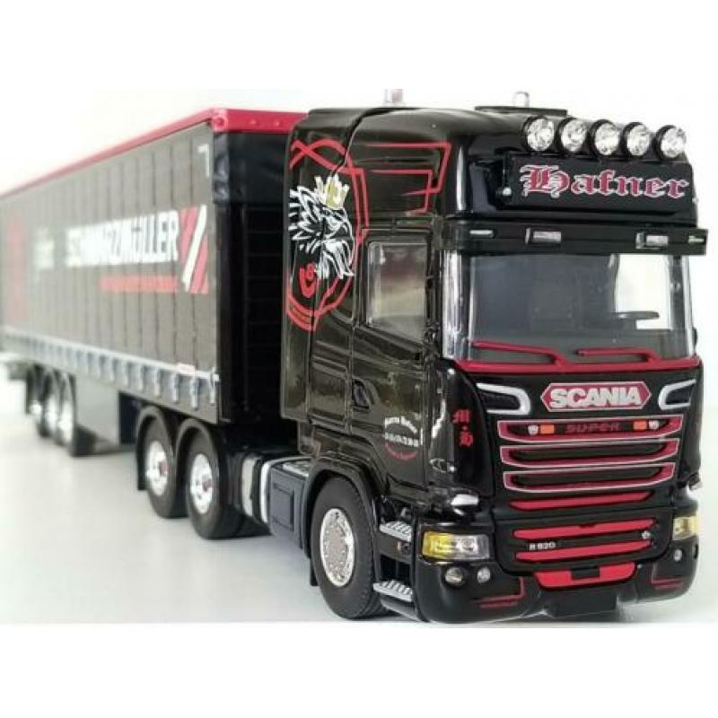 SCANIA R520 (6×4) trekker met schuifzeilentrailer "Hafner"
