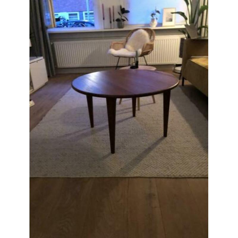 Teak houten vintage salontafel rond