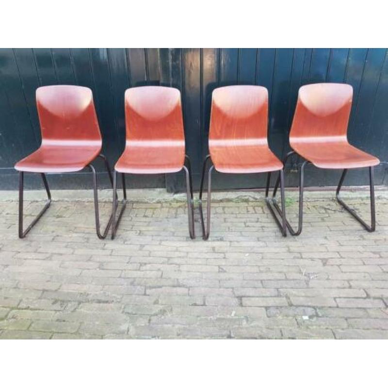 4 Vintage prima Pagholz West Germany slede school stoelen