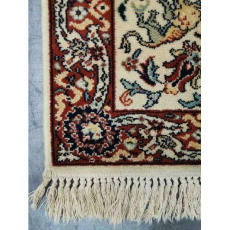 Vintage Perzisch wollen vloerkleed Keshan crème 72x142cm