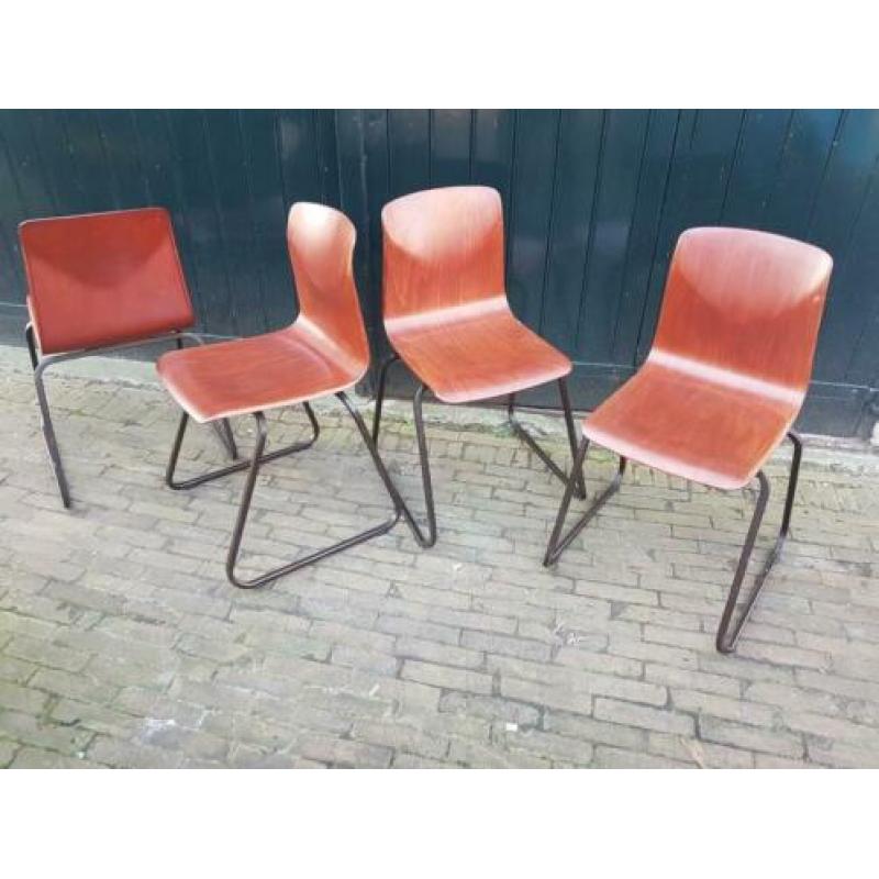 4 Vintage prima Pagholz West Germany slede school stoelen