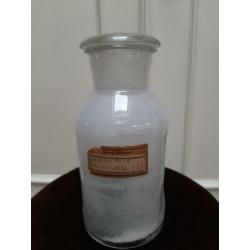 Medicijnen pot glas met dop. Hoogte 22cm, doorsnede 10cm, do
