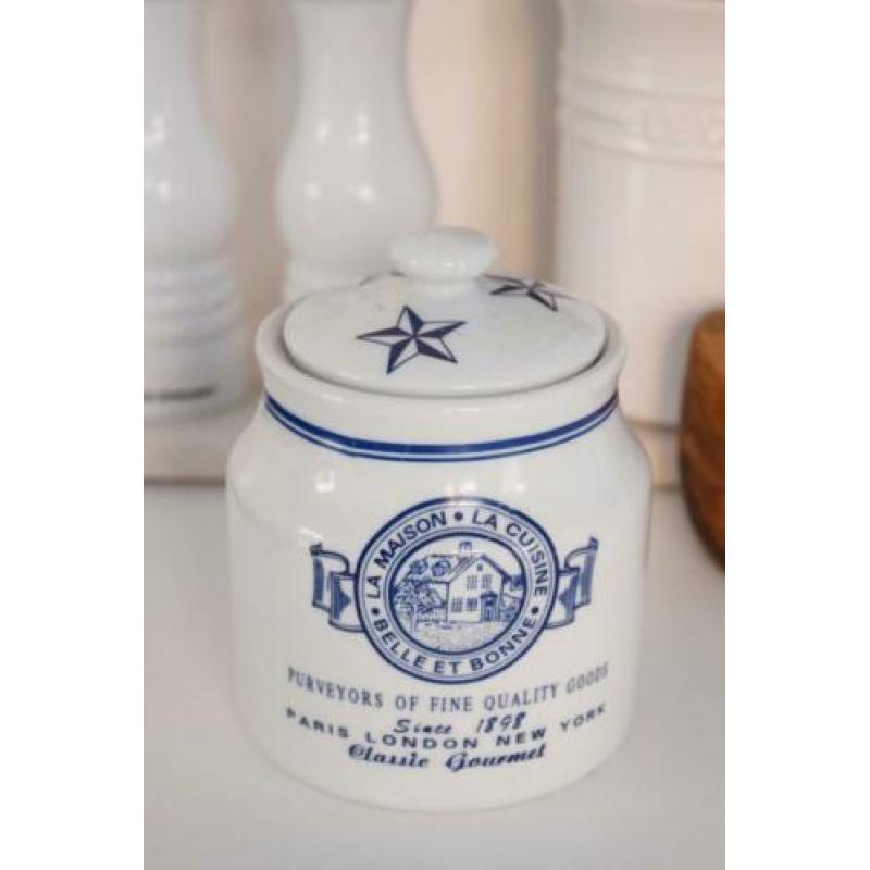 Voorraadpot La maison wit blauw