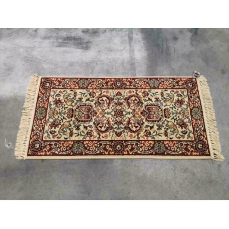 Vintage Perzisch wollen vloerkleed Keshan crème 72x142cm