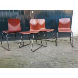 4 Vintage prima Pagholz West Germany slede school stoelen