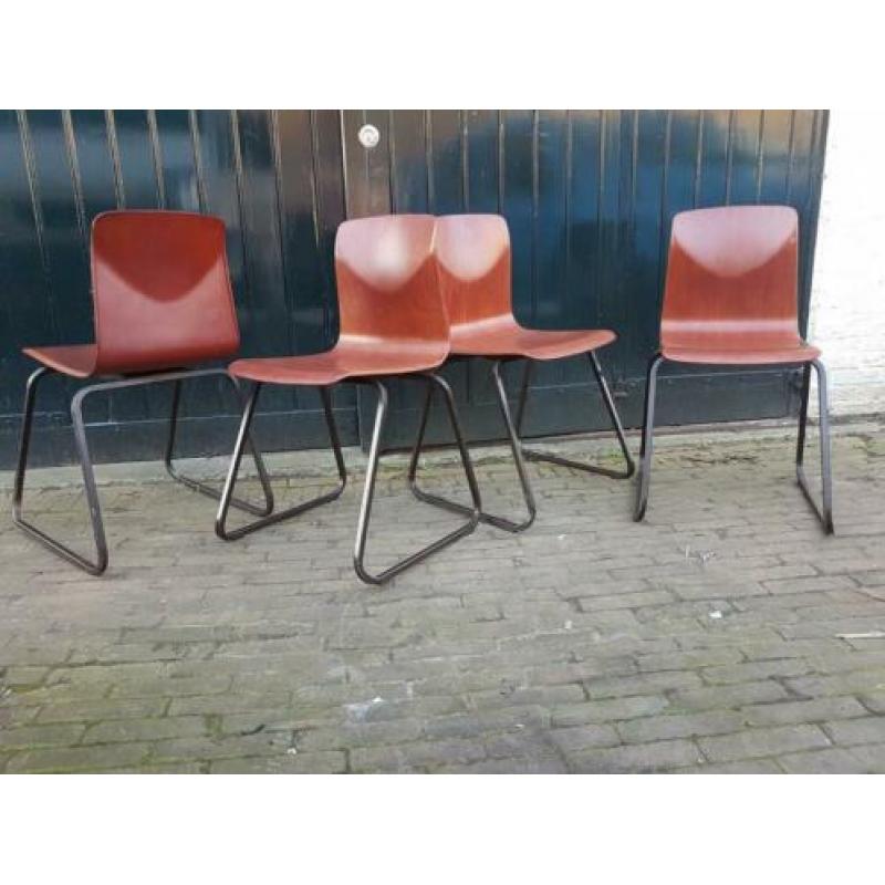4 Vintage prima Pagholz West Germany slede school stoelen