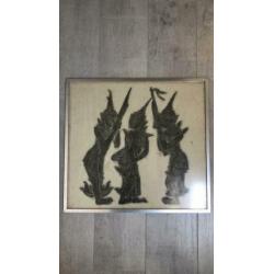Indonesië kunst; afdruk op rijstpapier. 50x50