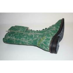 YELLOW CAB - leren hoge soldier boots green - maat 42