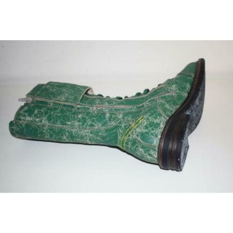 YELLOW CAB - leren hoge soldier boots green - maat 42