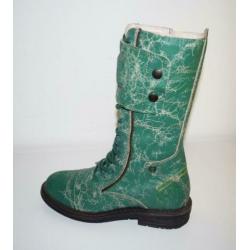 YELLOW CAB - leren hoge soldier boots green - maat 42