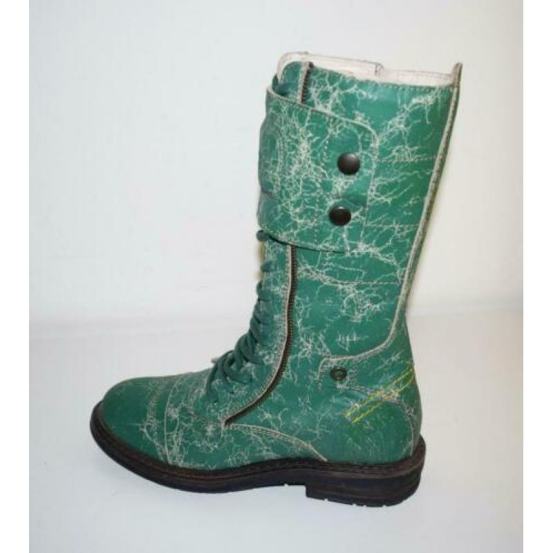 YELLOW CAB - leren hoge soldier boots green - maat 42