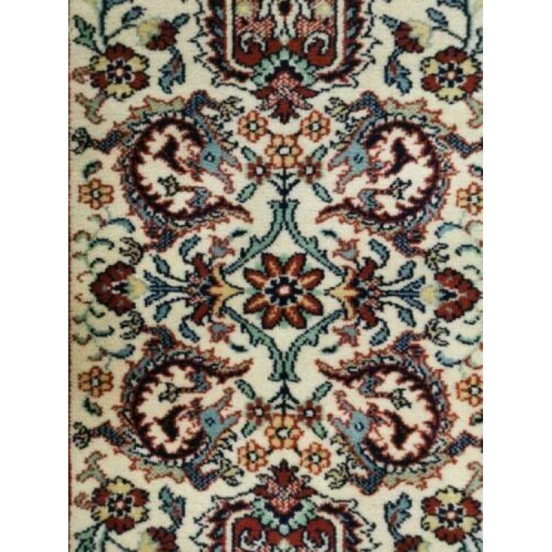 Vintage Perzisch wollen vloerkleed Keshan crème 72x142cm
