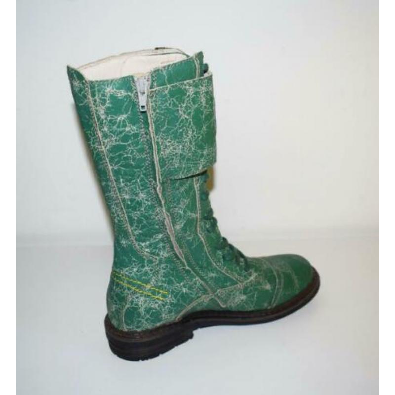 YELLOW CAB - leren hoge soldier boots green - maat 42