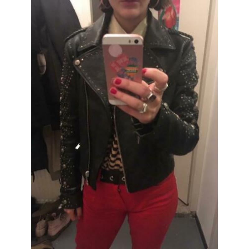 Maison Scotch leren jas maat small
