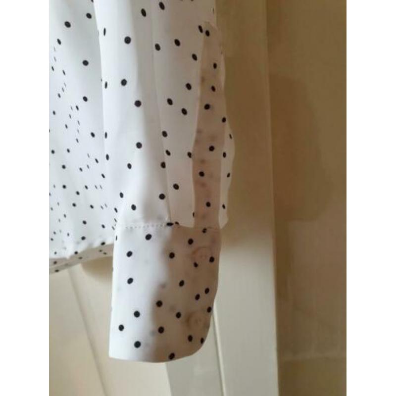 H&M Blouse Crème met zwarte stippen maat 36