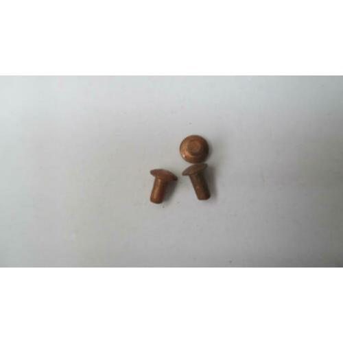 roodkoperen klinknagels ; bolkop : 2 x 5 mm. 30 stuks € 2,50