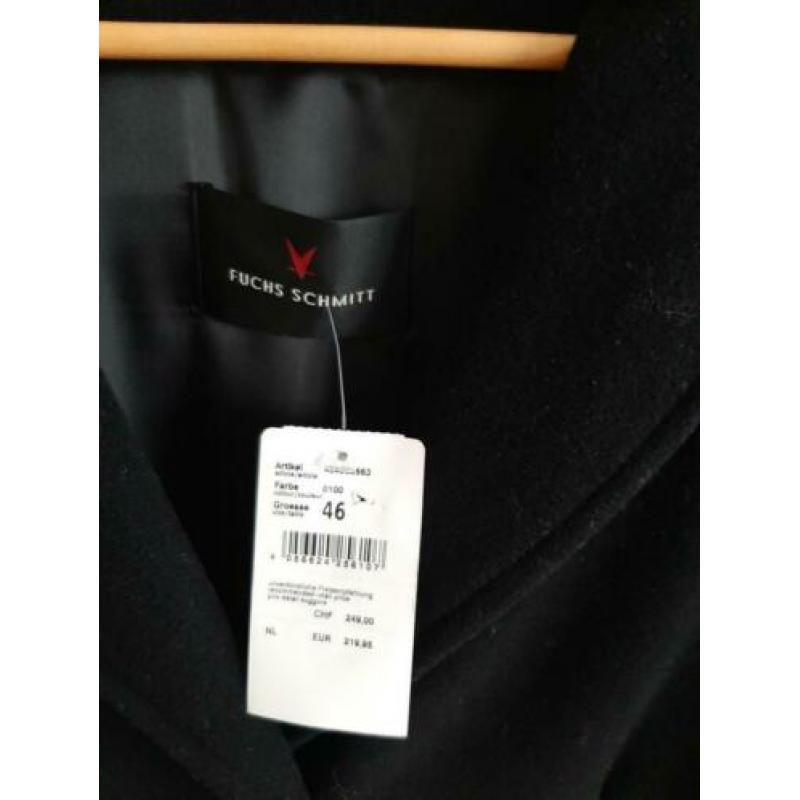 Nieuwe, zwarte Fuchs&Schmitt mantel, wool&cashmere, maat 46